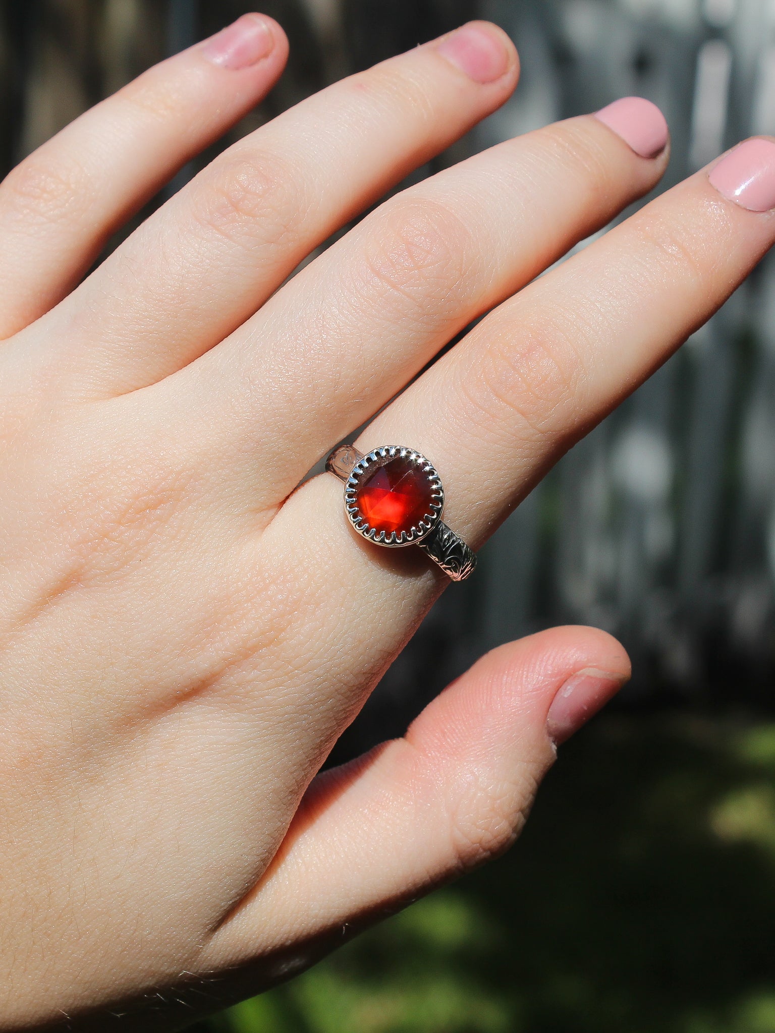 Hessonite Garnet Ring - Size 9.5