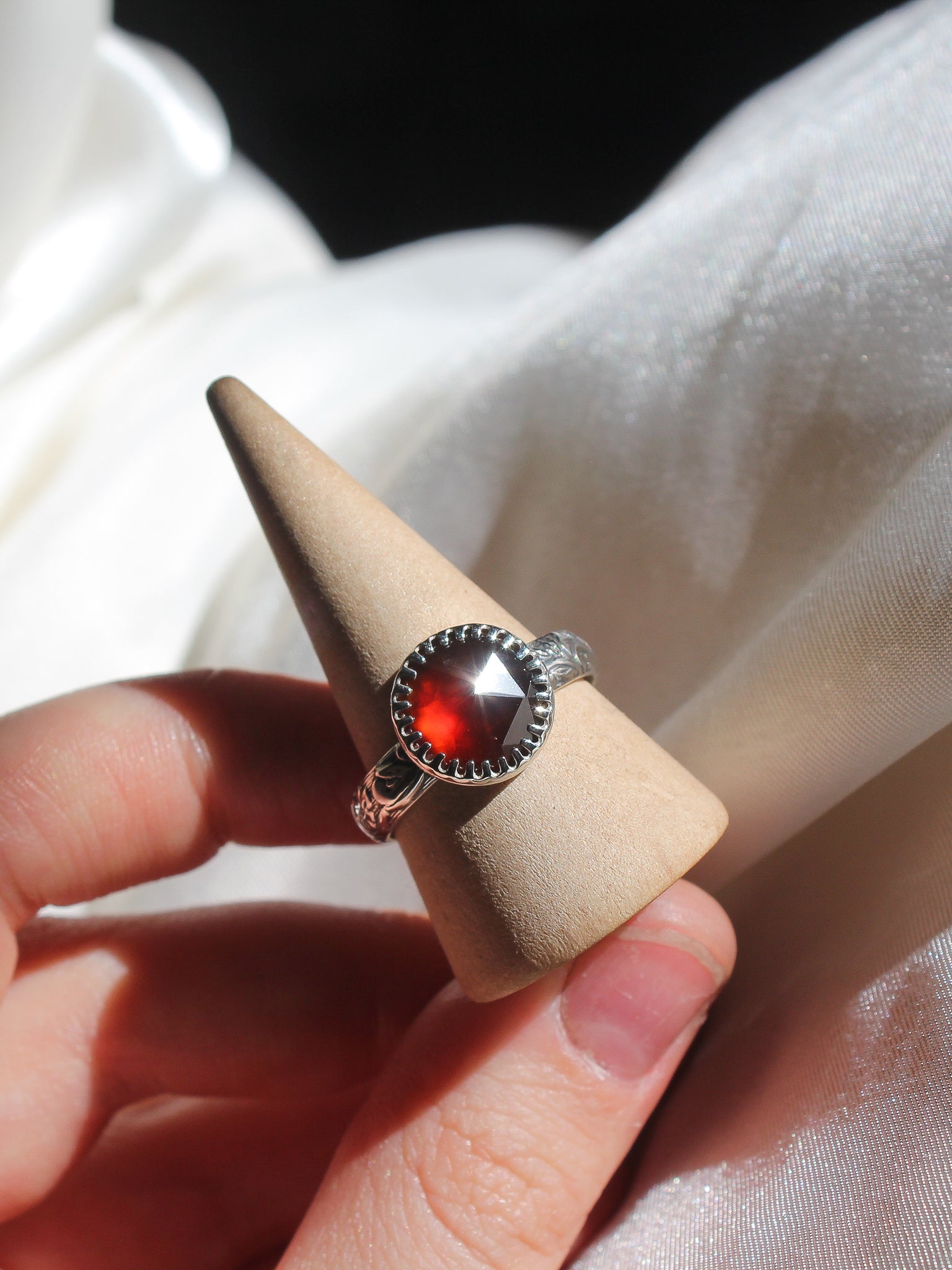 Hessonite Garnet Ring - Size 9.5