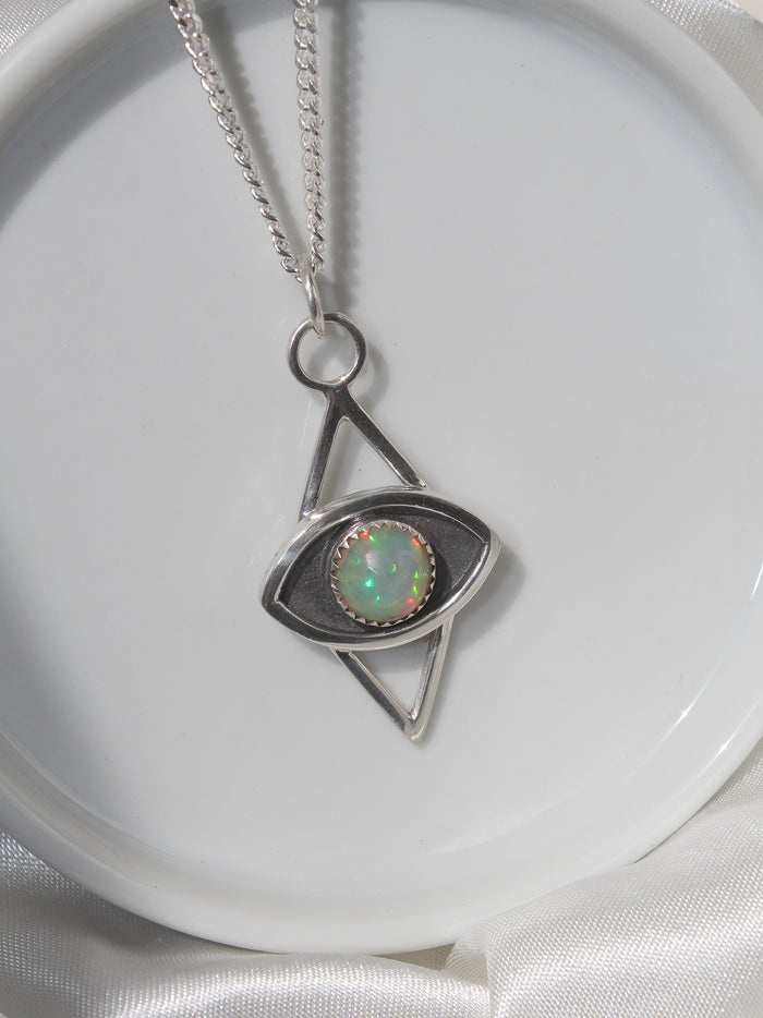 ethiopian opal pendant 925 sterling silver handmade necklace handcrafted jewelry