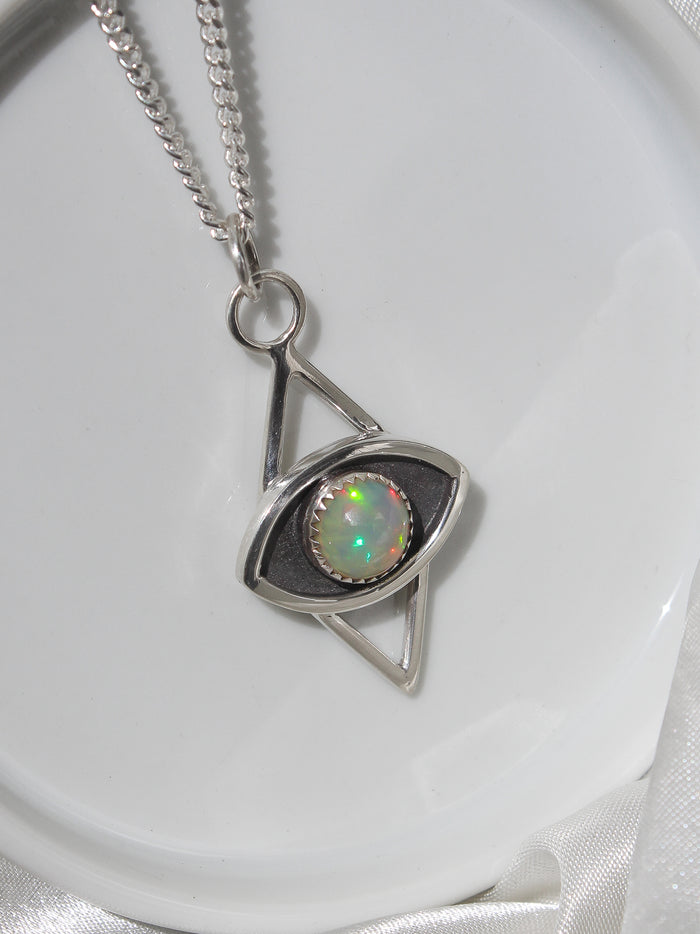 ethiopian opal pendant 925 sterling silver handmade necklace handcrafted jewelry