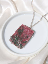 rectangular cobalto calcite pendant in prong setting 925 sterling silver handmade necklace handcrafted jewelry