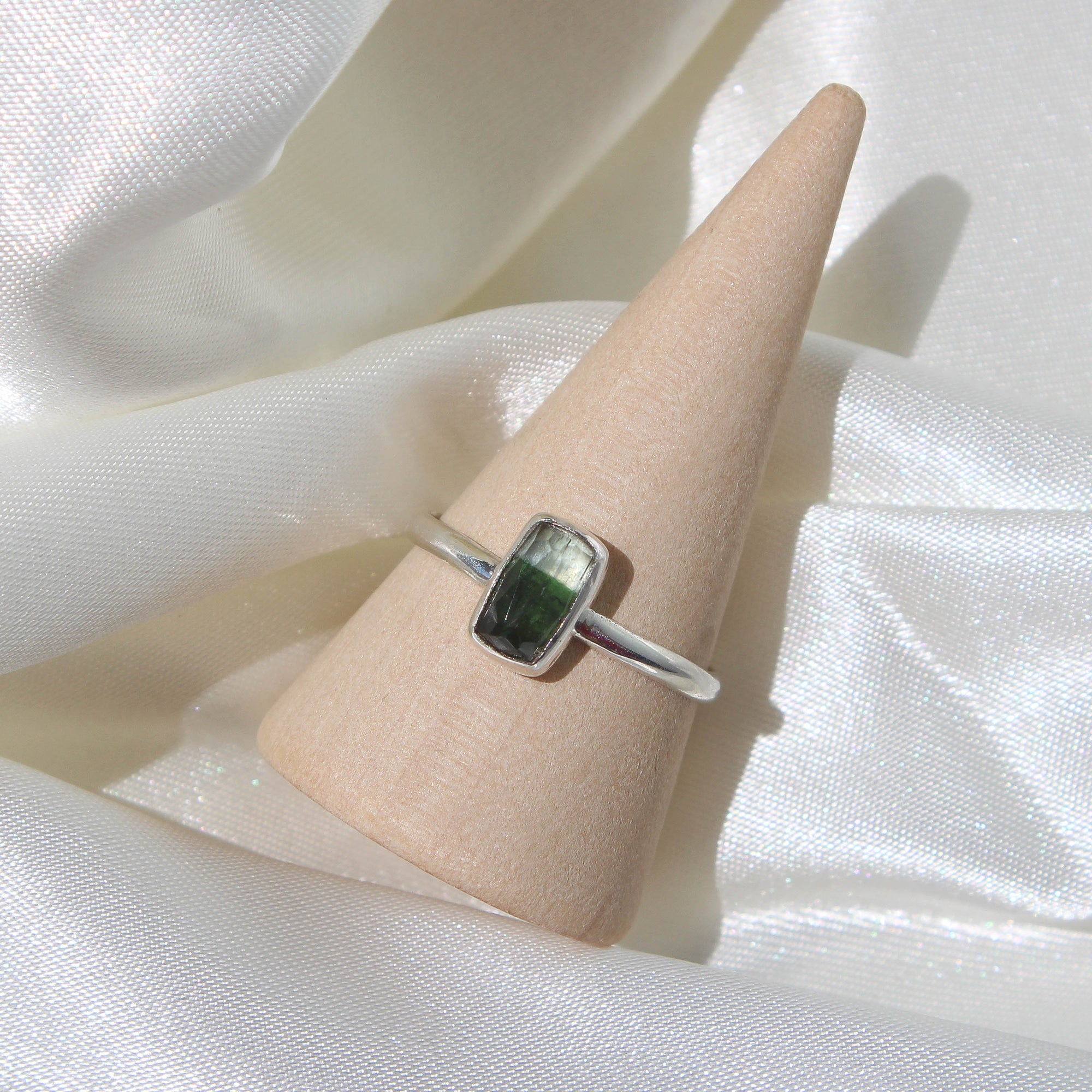 Green Bi-Color Tourmaline Ring - Size 8