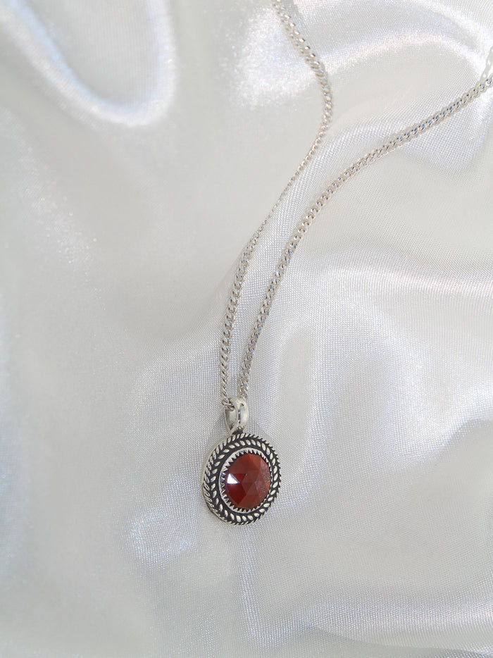 handmade sterling silver hessonite garnet stone pendant necklace